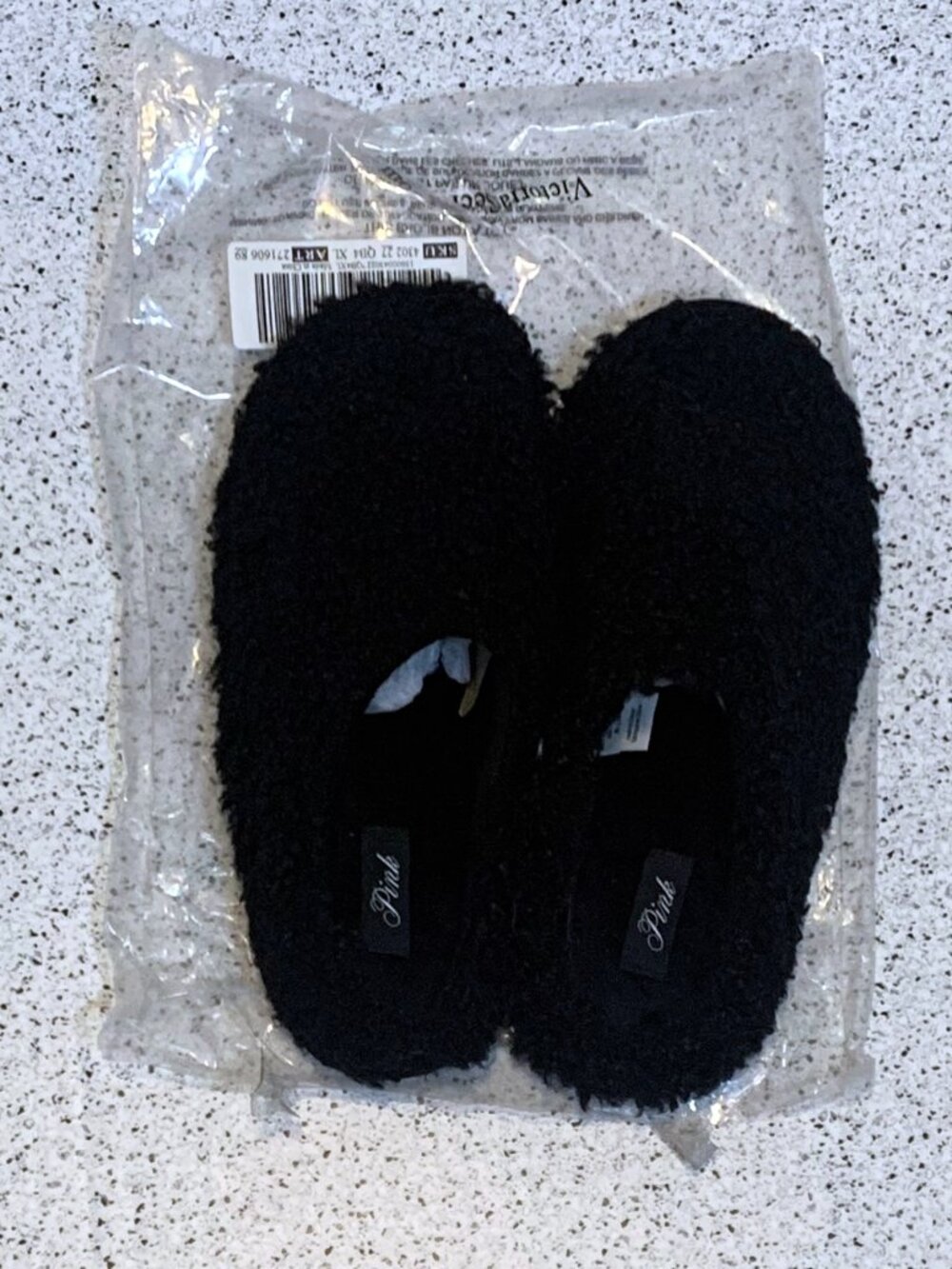 Victoria's Secret PINK Plush Teddy Slippers XL 9/10 11/12 Fuzzy Closed Toe NWT